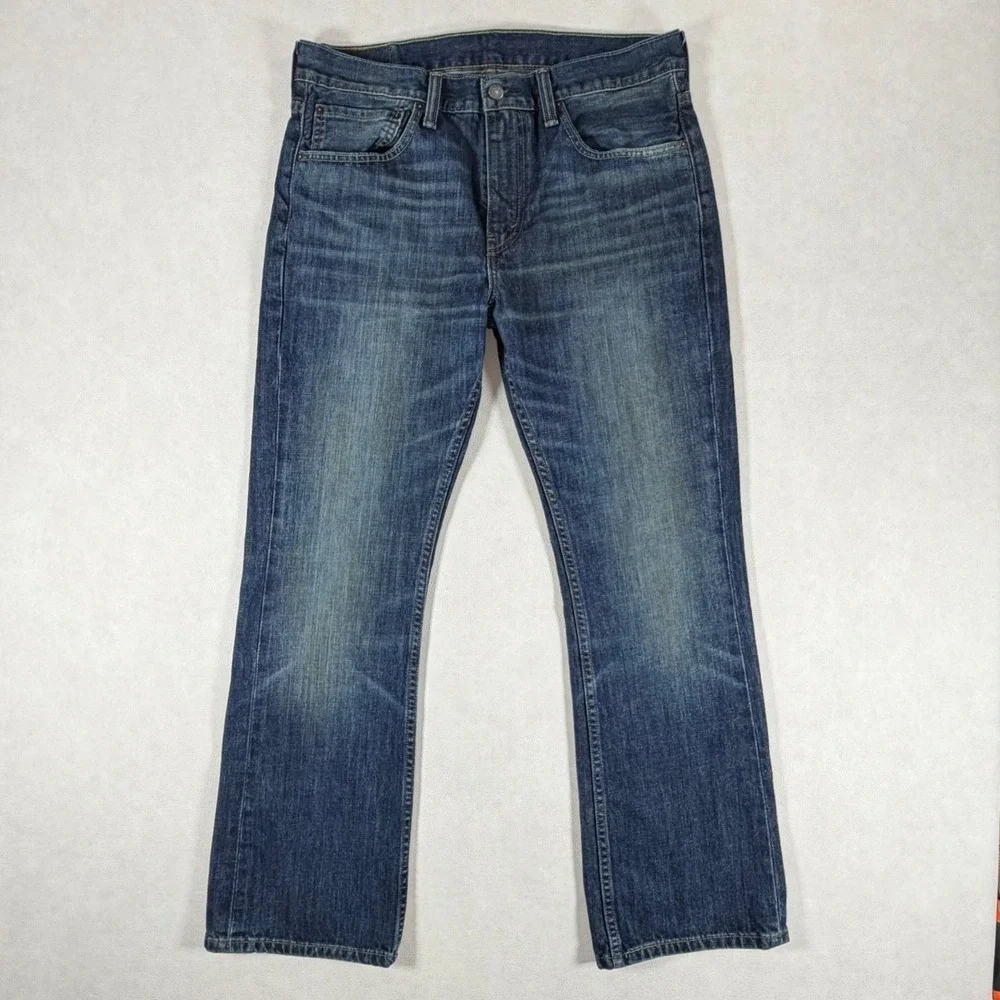 Levis 527 Slim Bootcut Mens Jeans 34x30 Medium Wash Blue Denim Western Fade